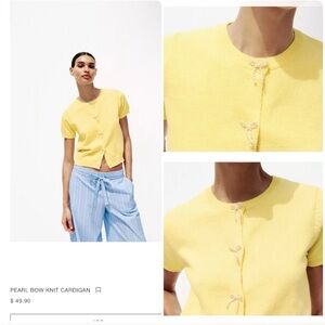 Zara Yellow Crop Buttoned Blouse